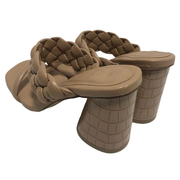 Rilista Women Braided Heeled ‎ Square Open Toe Strappy Chunky Heel Slip On Shoe - Picture 2 of 13